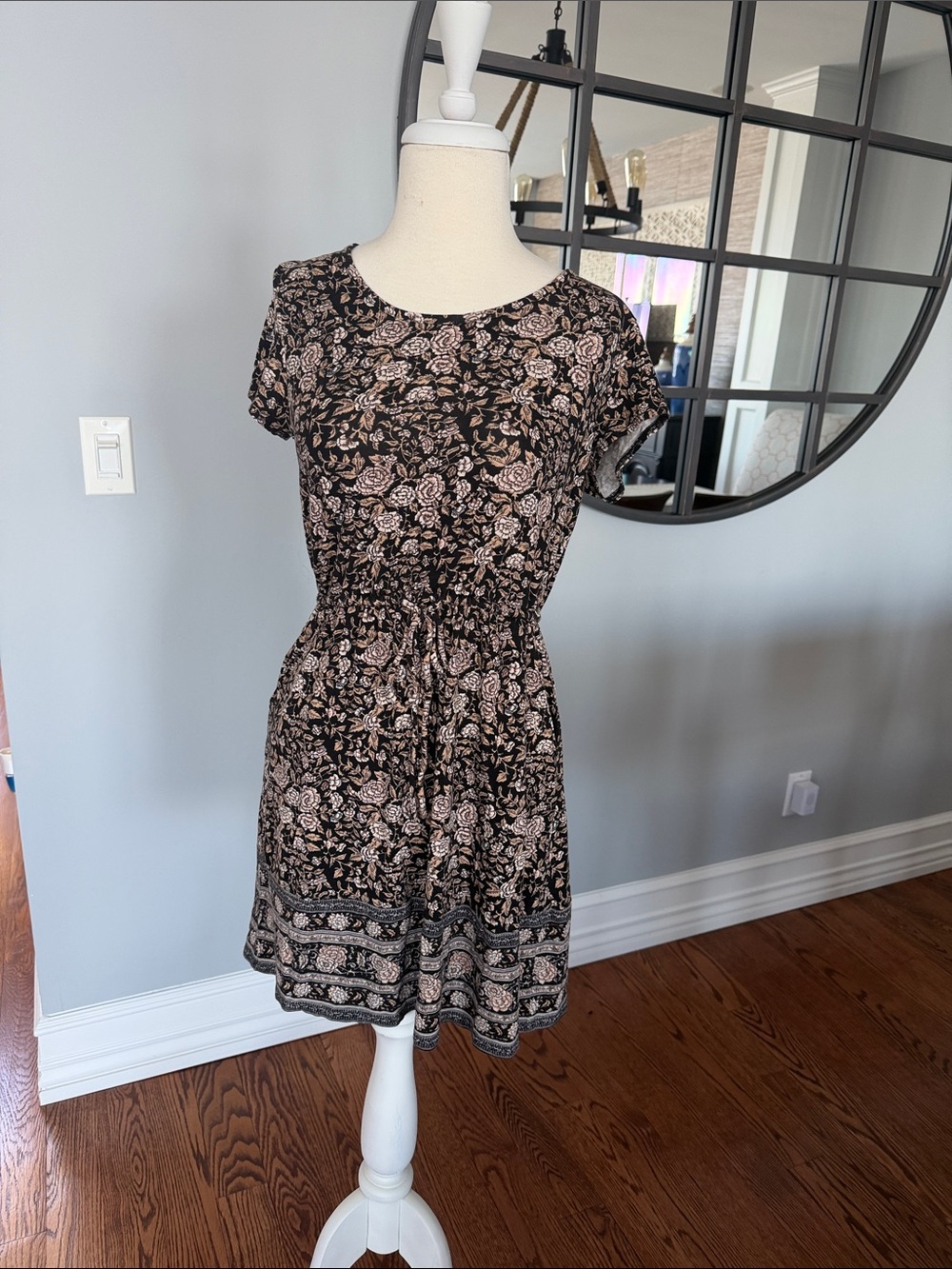 Lucky brand Black Floral Short Sleeve Women's Dress